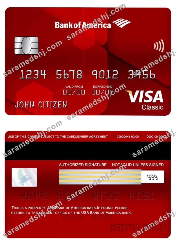 USA Bank of America bank visa classic card